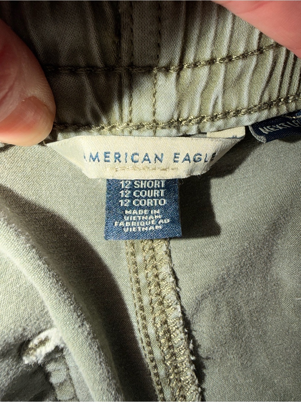 American Eagle Size 12 Short Green Utility Cargo Jogger Pants Stretch Drawstring - Picture 5 of 15